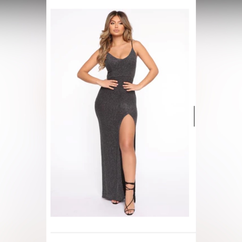 Fashion nova high slit sliver sparkle dress